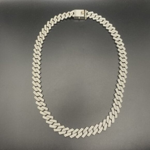 Iced Out Men's Miami Cuban Link Necklace Silver Tone 13mm 20" Hip Hop LOOK READ - Picture 2 of 7